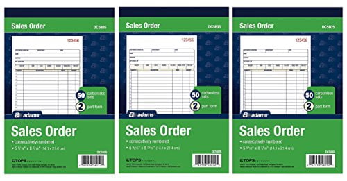 Adams, 2-Part, Carbonless, Sales Order Book,5-9/16'' x 8-7/16'',White/Canary