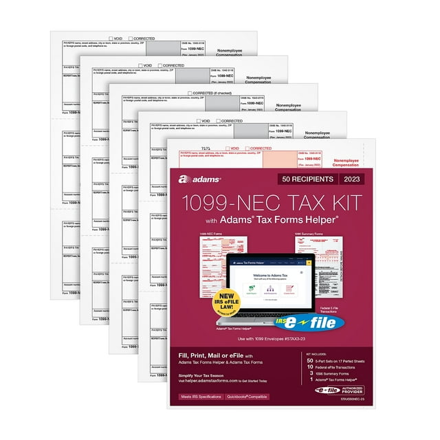Adams 2023 1099NEC Tax Forms Kit with Adams Tax Forms Helper and 10