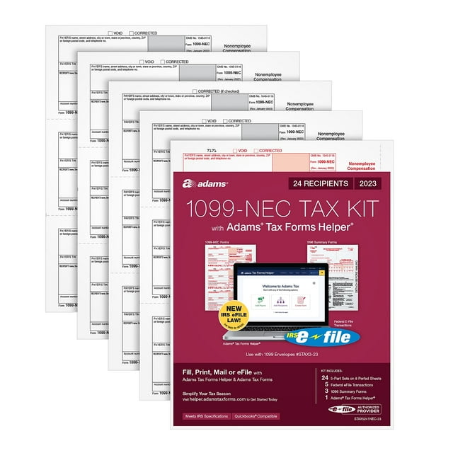 Adams 2023 1099NEC Tax Forms Kit with Adams Tax Forms Helper and 5