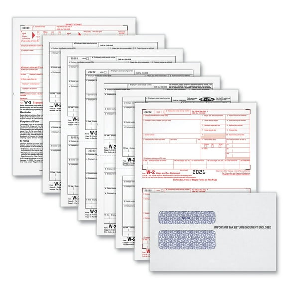 Adams 22904KIT W-2 Tax Form/envelope Kits, Six-Part Carbonless, 8.5 X 5.5, 2/page, (24) W-2s And (1) W-3, 24/sets