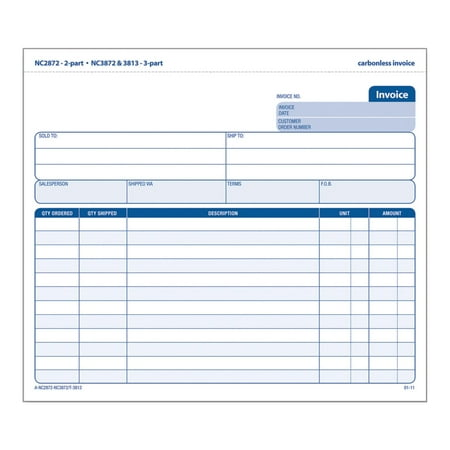 Adams™ 3-Part Carbonless Invoice Form Unit Set, 8 1/2" x 7 7/16", White/Canary/Pink, Pack Of 50 Sets
