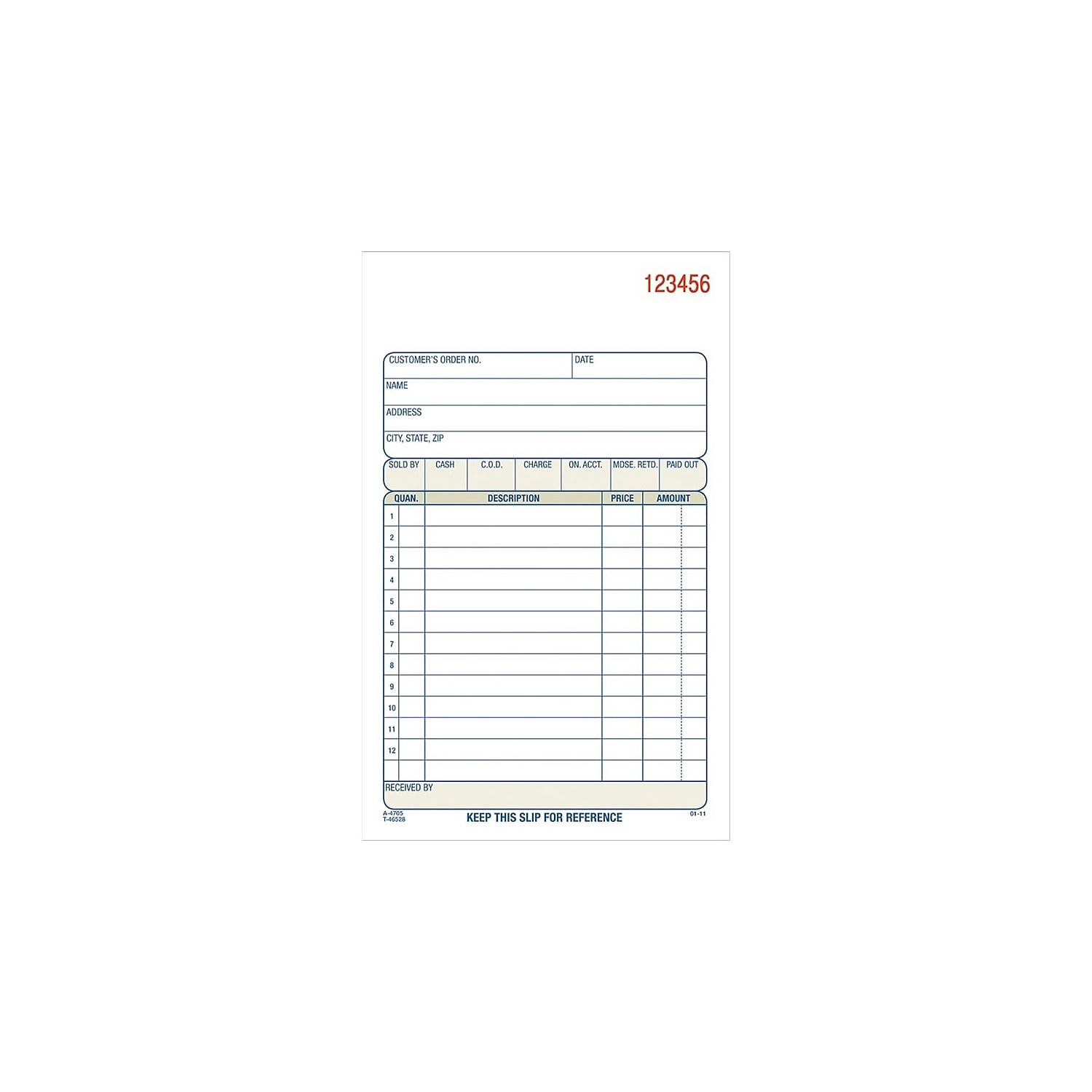 Adams 3-Part Carbonless Sales Orders Book TC4705-10