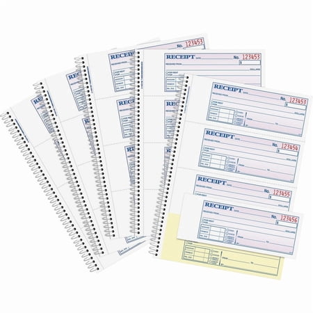 Adams, ABFSC1182PK, Spiral 2-part Money/Rent Receipt Book, 5 / Pack, White,Canary