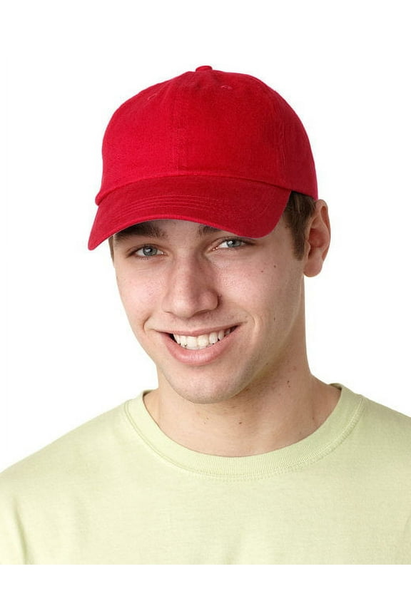 ACEB101 Brushed Cotton Six-Panel Twill Cap - Red