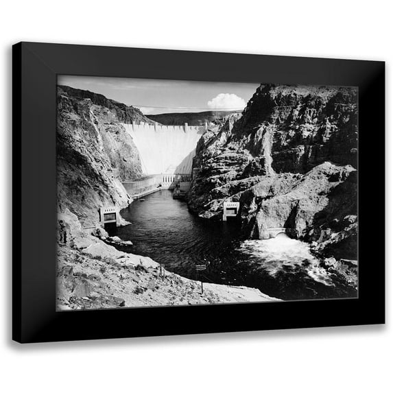 Adams, Ansel 14x12 Black Modern Framed Museum Art Print Titled - Hoover Dam from Across the Colorado River - National Parks and Monuments, 1941