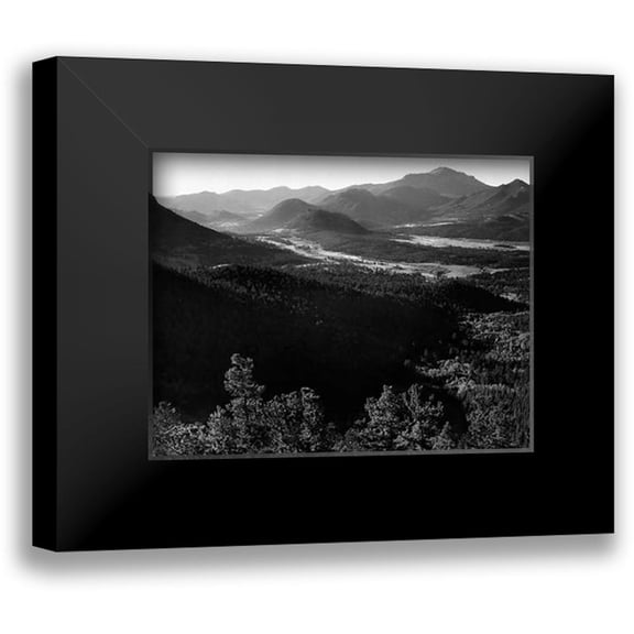 Adams, Ansel 14x12 Black Modern Framed Museum Art Print Titled - Valley surrounded by mountains, in Rocky Mountain National Park, Colorado, ca. 1941-1942