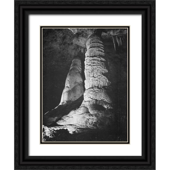 Adams, Ansel 15x18 Black Ornate Wood Framed with Double Matting Museum Art Print Titled - Hall of Giants-Big Room-Carlsbad Caverns National Park-New Mexico