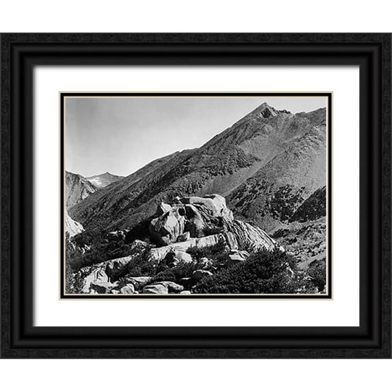Adams, Ansel 18x15 Black Ornate Wood Framed with Double Matting Museum Art Print Titled - Peak near Rac Lake, Kings River Canyon, proVintageed as a national park, California, 1936