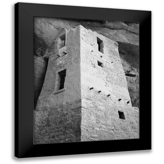 Adams, Ansel 20x24 Black Modern Framed Museum Art Print Titled - View of tower, taken from above, Cliff Palace, Mesa Verde National Park, Colorado, 1941