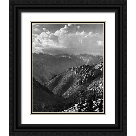Adams, Ansel 20x24 Black Ornate Wood Framed with Double Matting Museum Art Print Titled - Middle Fork at Kings River from South Fork of Cartridge Creek, Kings River Canyon, proVintageed as a