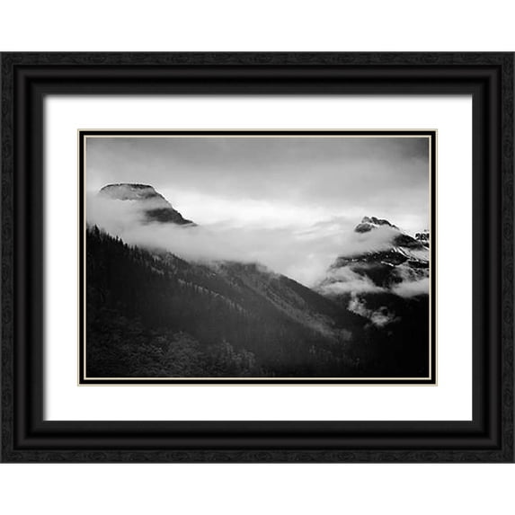 Adams, Ansel 24x18 Black Ornate Wood Framed with Double Matting Museum Art Print Titled - Veiled Mountains, Glacier National Park, Montana - National Parks and Monuments, 1941