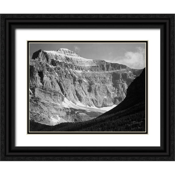Adams, Ansel 24x19 Black Ornate Wood Framed with Double Matting Museum Art Print Titled - View from Going-to-the-Sun Chalet, Glacier National Park - National Parks and Monuments, Montana, 19