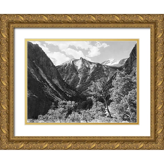Adams, Ansel 24x19 Gold Ornate Wood Framed with Double Matting Museum Art Print Titled - Paradise Valley, Kings River Canyon, proVintageed as a national park, California, 1936