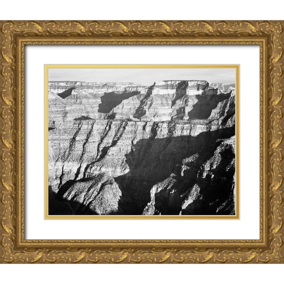 Adams, Ansel 24x20 Gold Ornate Wood Framed with Double Matting Museum Art Print Titled - Grand Canyon from North Rim - National Parks and Monuments, 1940
