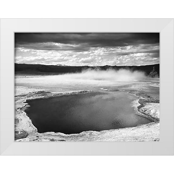 Adams, Ansel 32x25 White Modern Wood Framed Museum Art Print Titled - Fountain Geyser Pool, Yellowstone National Park, Wyoming, ca. 1941-1942