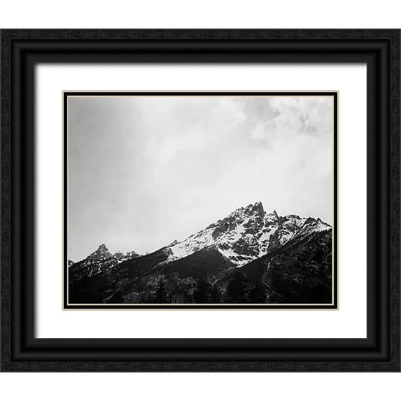 Adams, Ansel 32x26 Black Ornate Wood Framed with Double Matting Museum Art Print Titled - Snow covered peak in Grand Teton National Park, Wyoming, 1941