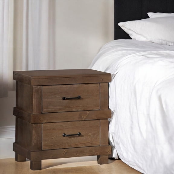 Adams Antique Oak Two-Drawer Bedroom Nightstand