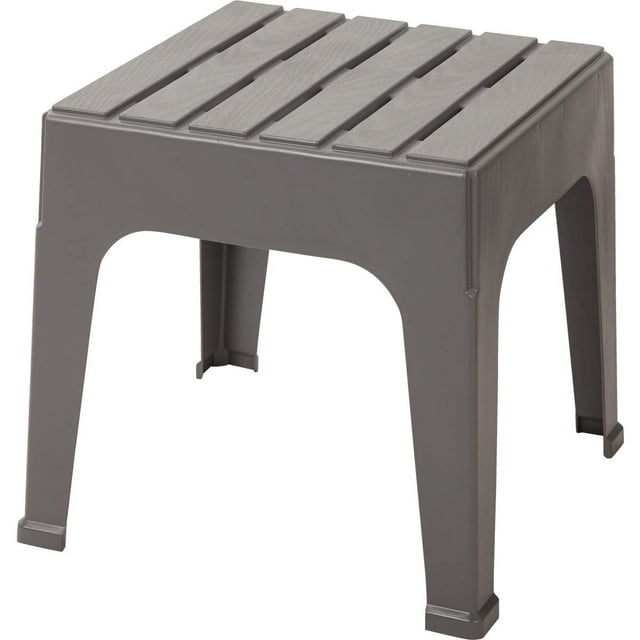 Adams Big Easy Square Gray Polypropylene Stackable Side Table
