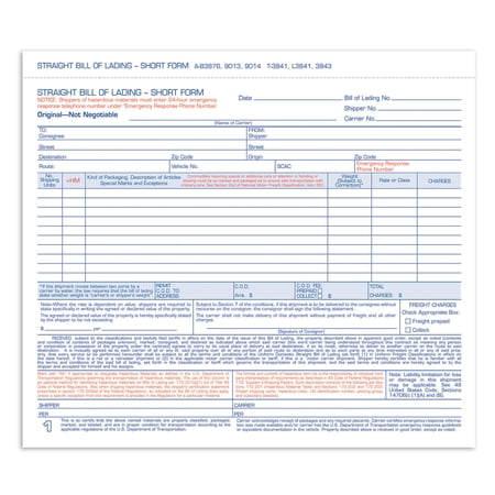 Adams® Bill Of Lading Forms, 7 5/8" x 11", 3-Part, Pack Of 250