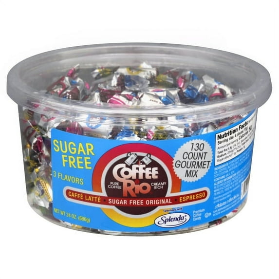 Adams & Brooks Sugar-Free Coffee Rio Coffee Candy Assortment – Caffe Latte, Original, & Espresso 24 Ounce Tub (130 Count) – Zero Sugar Carbs, Made in the USA, Kosher Candy