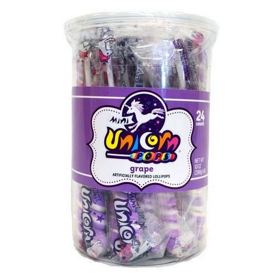 Adams & Brooks Lavender & White Grape Mini Unicorn Pop - 24 Count Tub