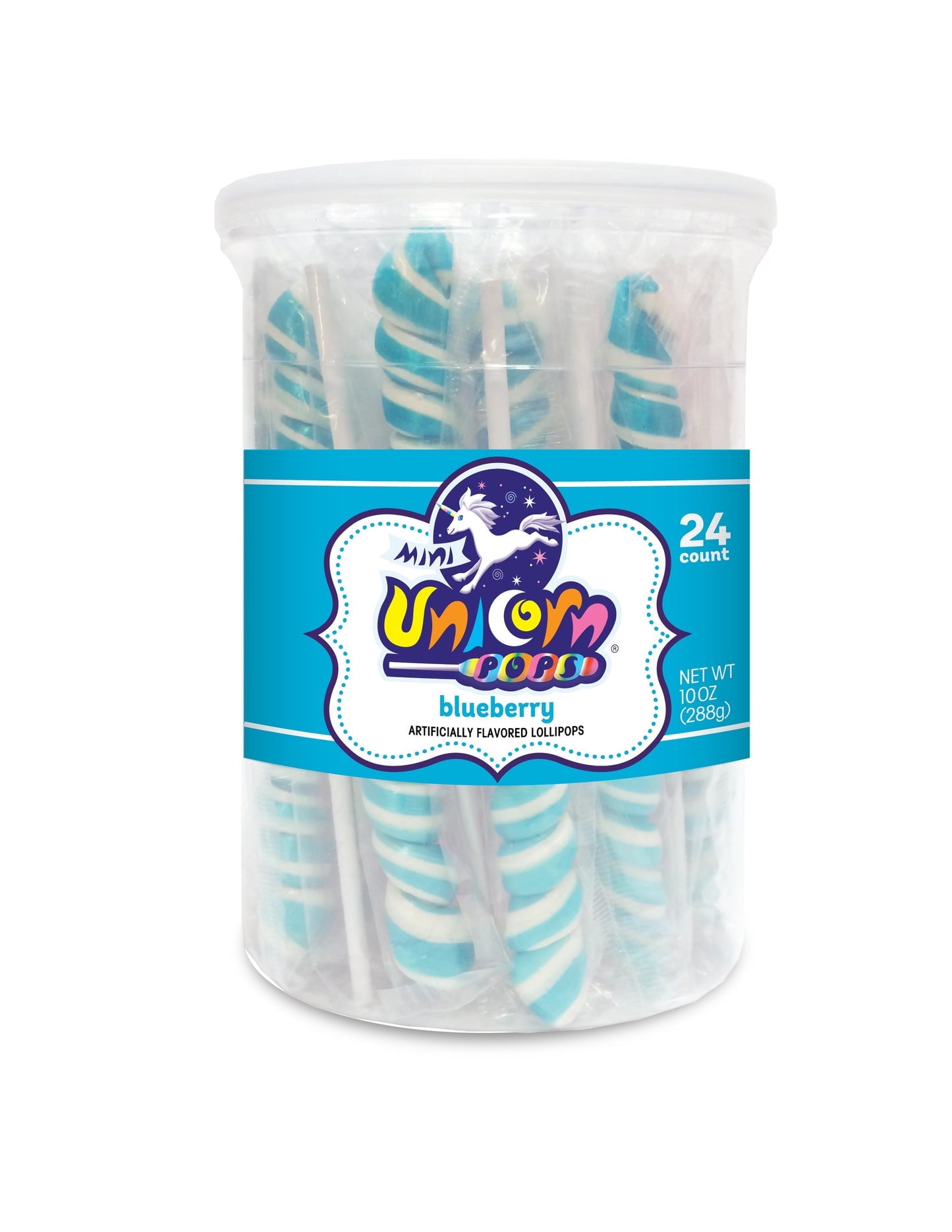 Adams & Brooks Light Blue & White Blueberry Mini Unicorn Pop - 24 Count ...