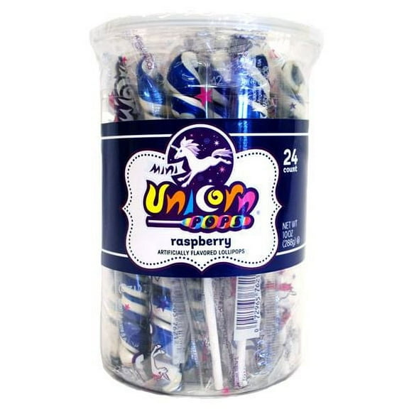 Adams & Brooks Royal Blue & White Raspberry Mini Unicorn Pop - 24 Count Tub