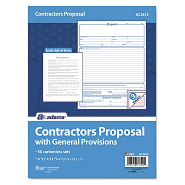 Adams Business Forms Contractor Proposal Form 3-Part Carbonless 8 .5 x ...