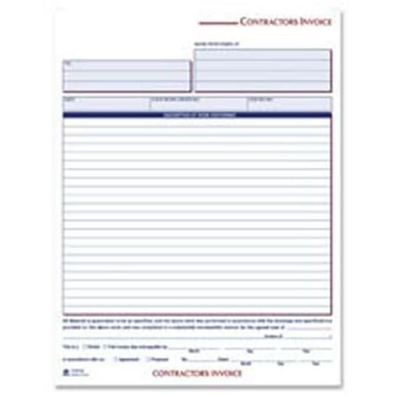 Adams Business Forms Contractors Invoice- 3-Part- Crbnls- 8-.38in.x11-.44in.- 50St-BK- WE