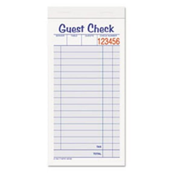 Adams Business Forms Guest Check Unit Set, Carbonless Duplicate, 6.88 x 3.38, 50 Forms, 10 Per Pack