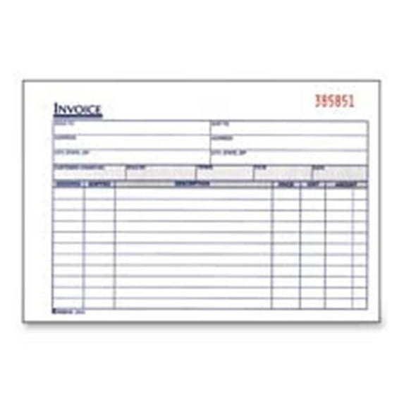Adams Business Forms Invoice Book- 2-Part- Carbonless- 8-.44in.x5-.56in.- 50-BK