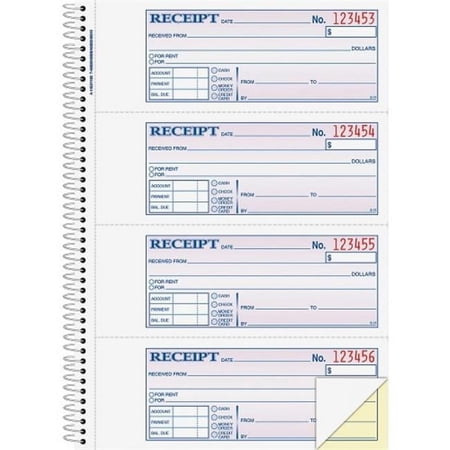Adams Business Forms Spiral 2-part Money & Rent Receipt Book, 200 Entries per Sheets