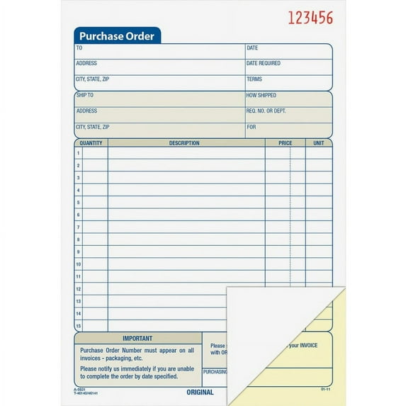 Adams Carbonless Purchase Order Statement Paper - Tape Bound - 5.56" x 8.43" Sheet Size - 2 x Holes - White, Canary - Assorted Sheet | Bundle of 2 Each