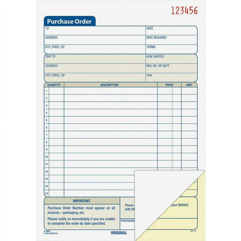 Adams Carbonless Purchase Order Statement - Tape Bound - 2 PartCarbonless Copy - 5.56 Adams Carbonless Purchase Order Statement - Tape Bound - 2 PartCarbonless Copy - 5.56