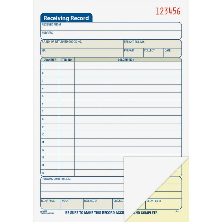 Adams Carbonless Receiving Record Book - 50 Sheet(s) - 2 PartCarbonless Copy - 5.56 Adams Carbonless Receiving Record Book - 50 Sheet(s) - 2 PartCarbonless Copy - 5.56