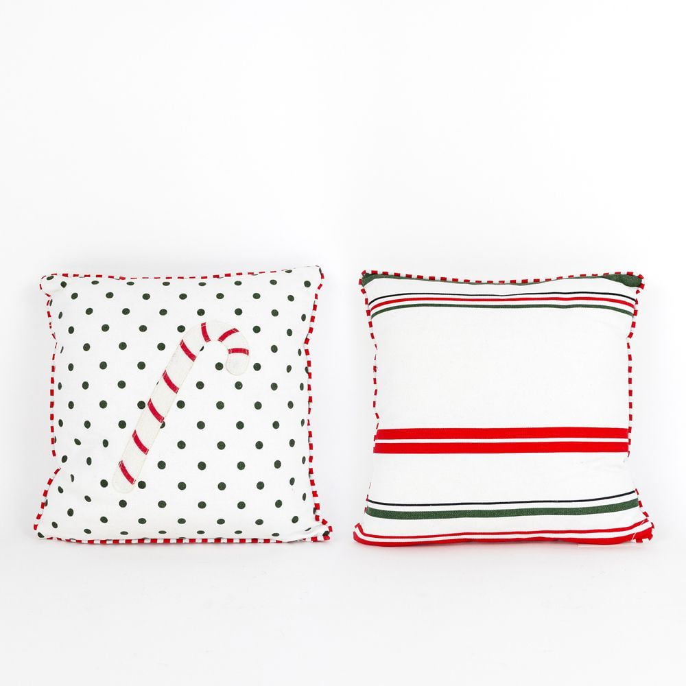 Adams & Co Multicolor Reversible Candy Cane Pillow 11.25"
