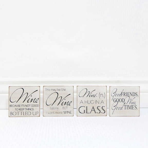 Adams & Co. 19087 Set Of 4 Assorted Coasters (Wine), Black And White