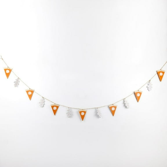 Adams & Co. Fall Decor - Wood Pumpkin Pie Spice Slice White Leaf Garland