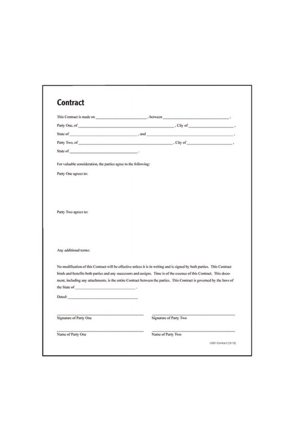 Contract Form, 8.5 x 11 Inch, White (LF601)