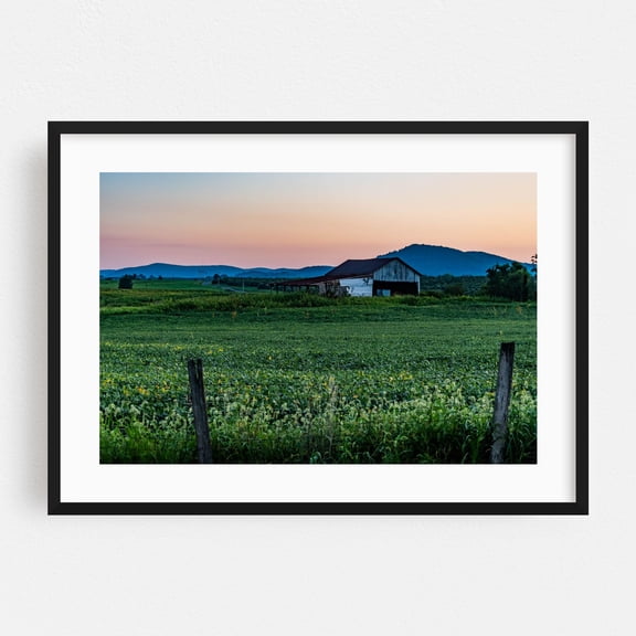 Adams County Farm at Sunset - Cashtown-McKnightstown Pennsylvania Photography Rural Farm Landscape Barn Countryside Pastoral Scenic Black Framed Wall Art Print 5 x 7 inches