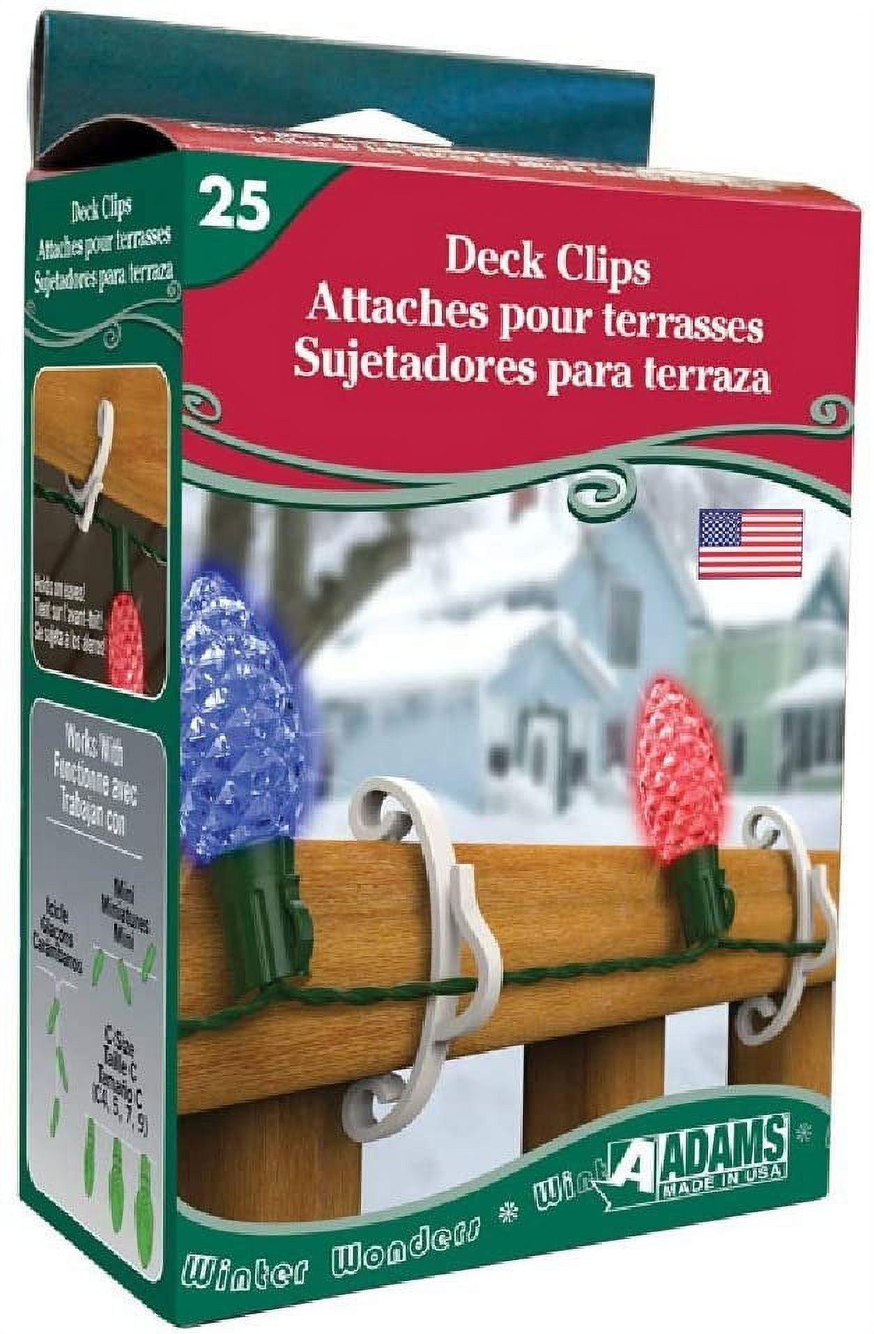 Adams Deck Light Clips White Polypropylene 25 pk