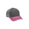 thumbnail image 1 of Adams EN102 Pigment-Dyed Twill & Mesh 5 Panel Trucker Cap - Charcoal Hot Pink Gray, 1 of 2