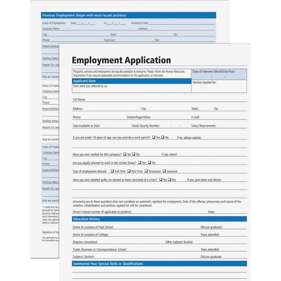 Adams Easy-to-Use Application for Employment Forms, 11.20 x 8.60 x 0.30 Inches