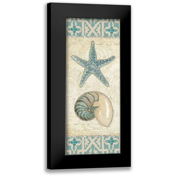 Adams, Emily 10x18 Black Modern Framed Museum Art Print Titled - Beach Treasures I