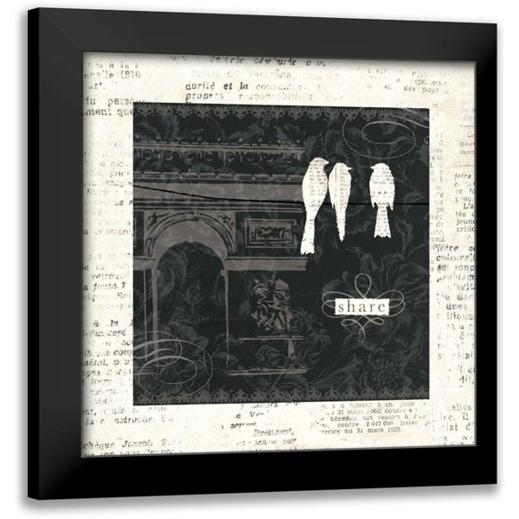 Adams, Emily 12x12 Black Modern Framed Museum Art Print Titled - Love Paris II with Border