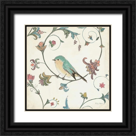 Adams, Emily 12x12 Black Ornate Wood Framed with Double Matting Museum Art Print Titled - Birds Gem II