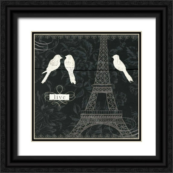 Adams, Emily 12x12 Black Ornate Wood Framed with Double Matting Museum Art Print Titled - Love Paris I
