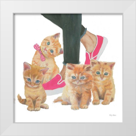 Adams, Emily 12x12 White Modern Wood Framed Museum Art Print Titled - Cutie Kitties I