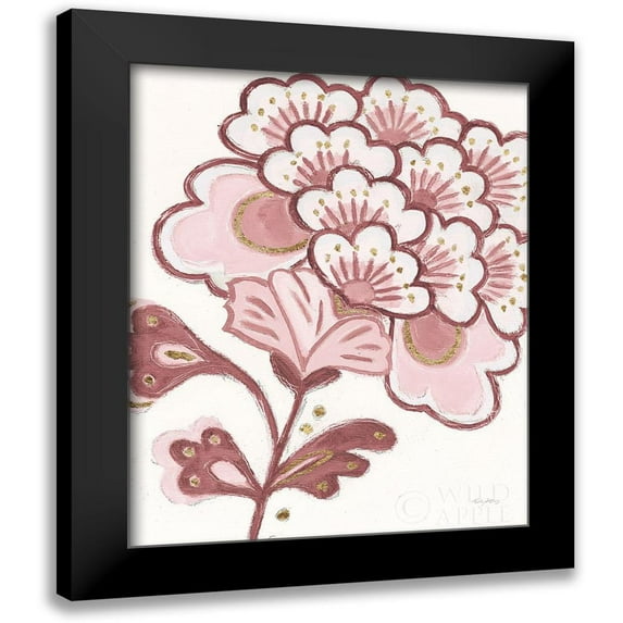 Adams, Emily 12x14 Black Modern Framed Museum Art Print Titled - Flora Chinoiserie V Pink