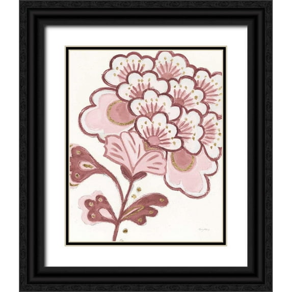 Adams, Emily 12x14 Black Ornate Wood Framed with Double Matting Museum Art Print Titled - Flora Chinoiserie V Pink